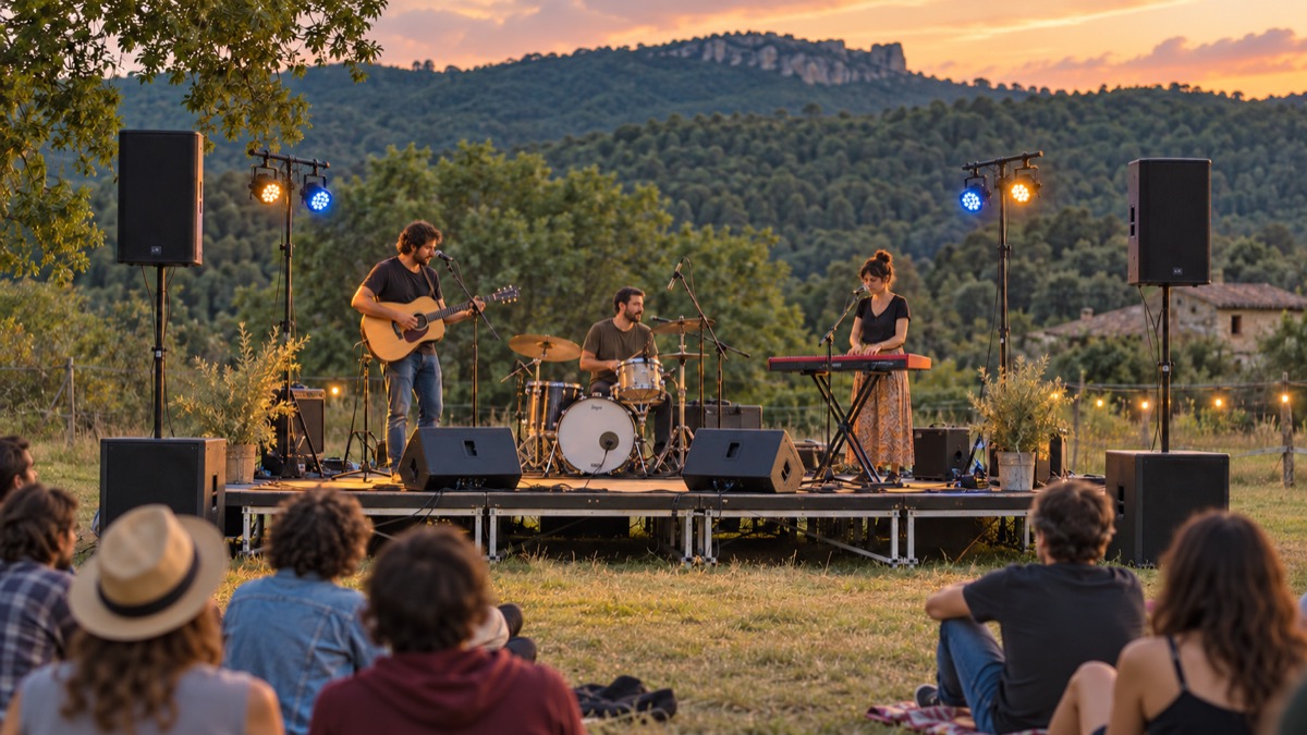 Ilustración de un concierto al aire libre